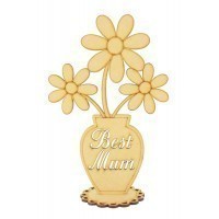 Laser Cut 'Best Mum' Flower Pot on a Stand